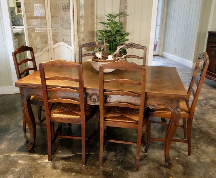 Antique FRENCH COUNTRY Dining Table Draw LeafParquet Oak top 96" eBay